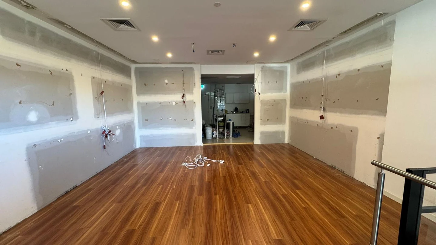 Chocolate shop tenancy after wall display joinery was removed