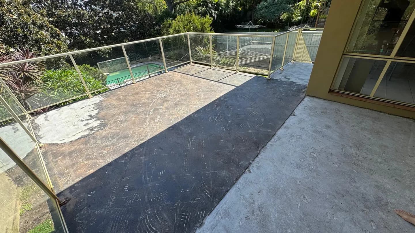 Residential balcony water damage strip out work, view 5
