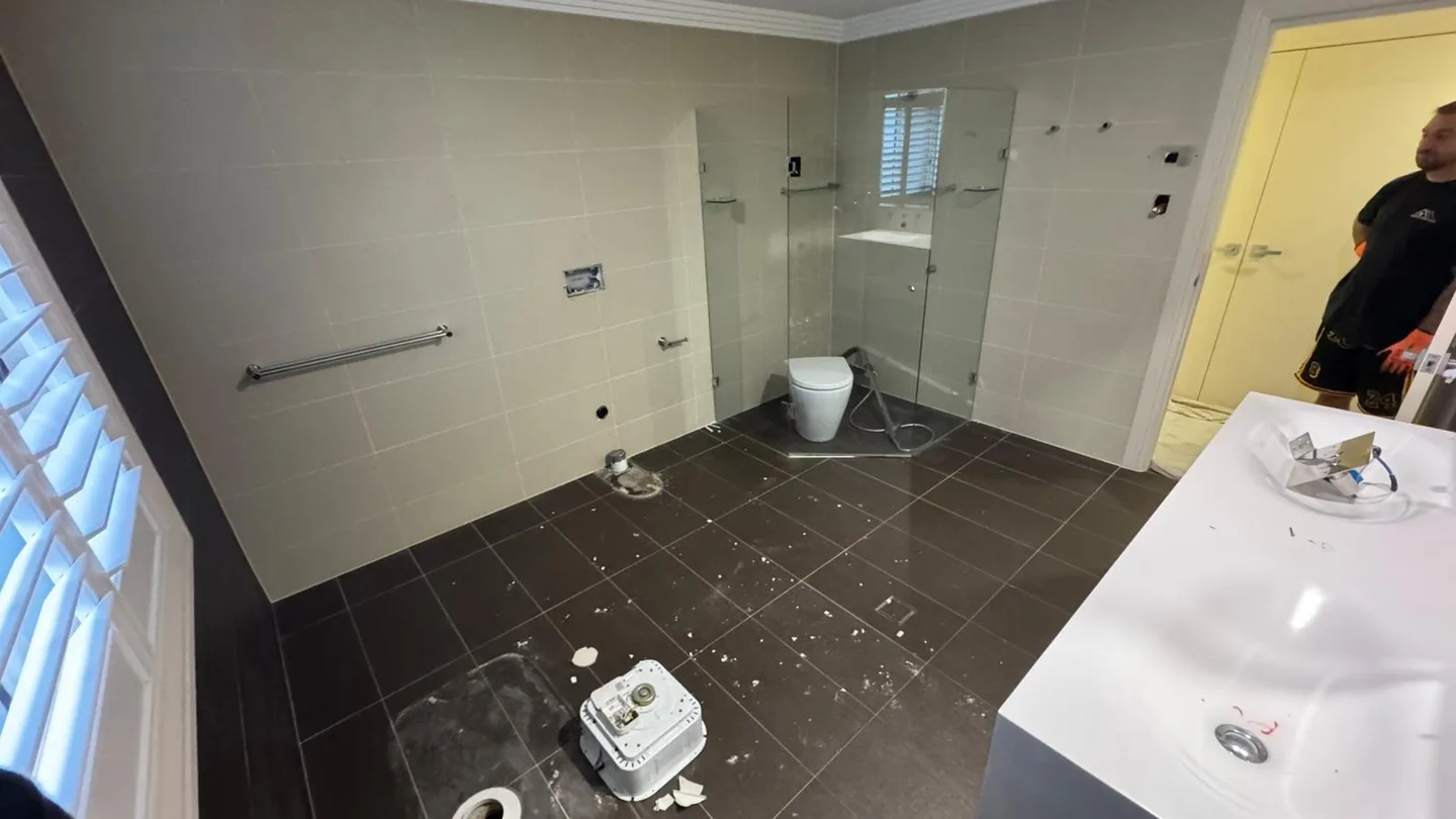 Residential bathroom strip out work, view 2