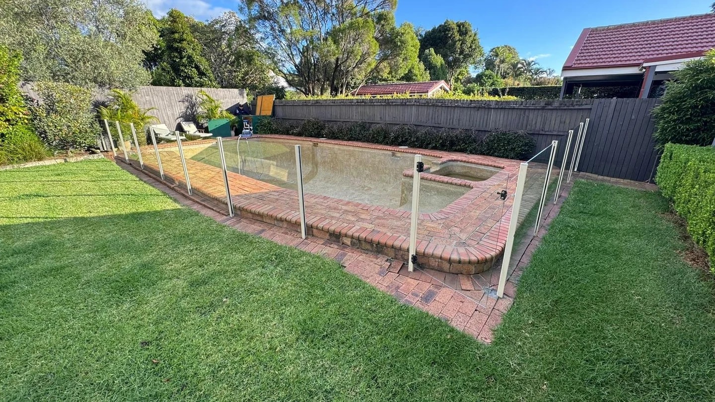 Residential swimming pool and spa before the interior surface strip out